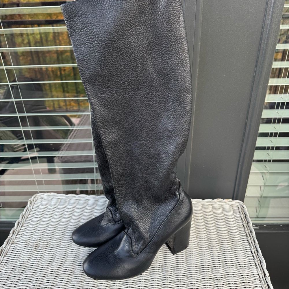AGL Black Tall Boots, stretch leather, size 9
